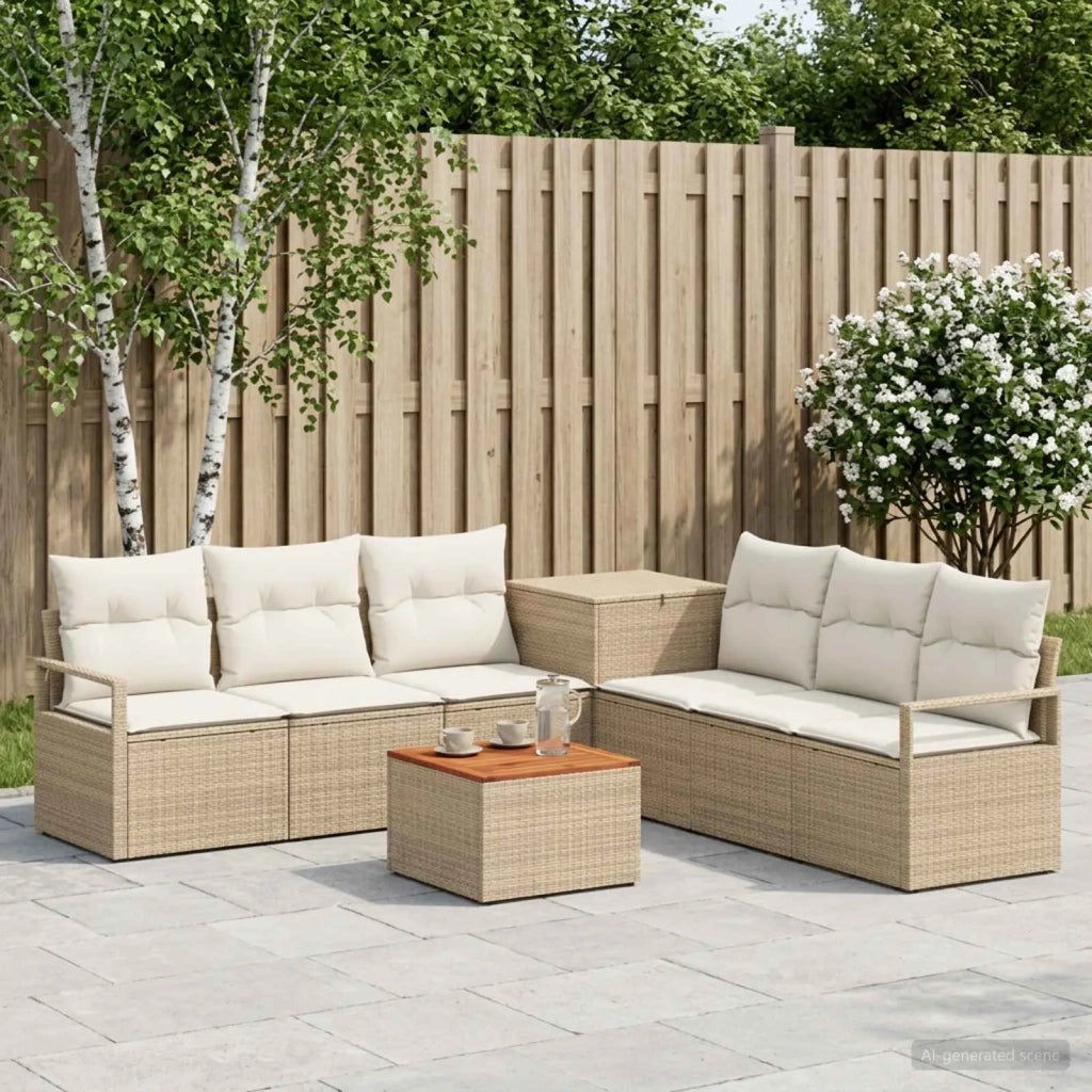 Set di divani 8 pz Beige e Bianco Crema 3448180