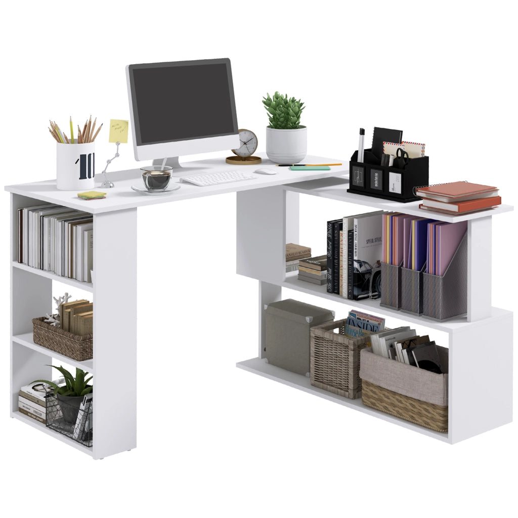 Scrivania Angolare con 5 Ripiani ¨C Minimal ¨C Bianco 120x100x74.5cm