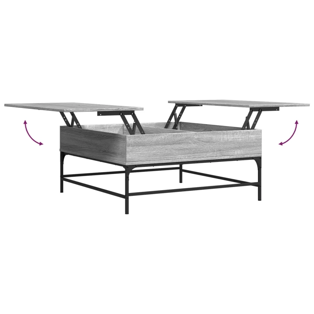 Tavolino-Tavolino da soggiorno-Tavolo Grigio Sonoma 95x95x45 cm Legno Multistrato e Metallo