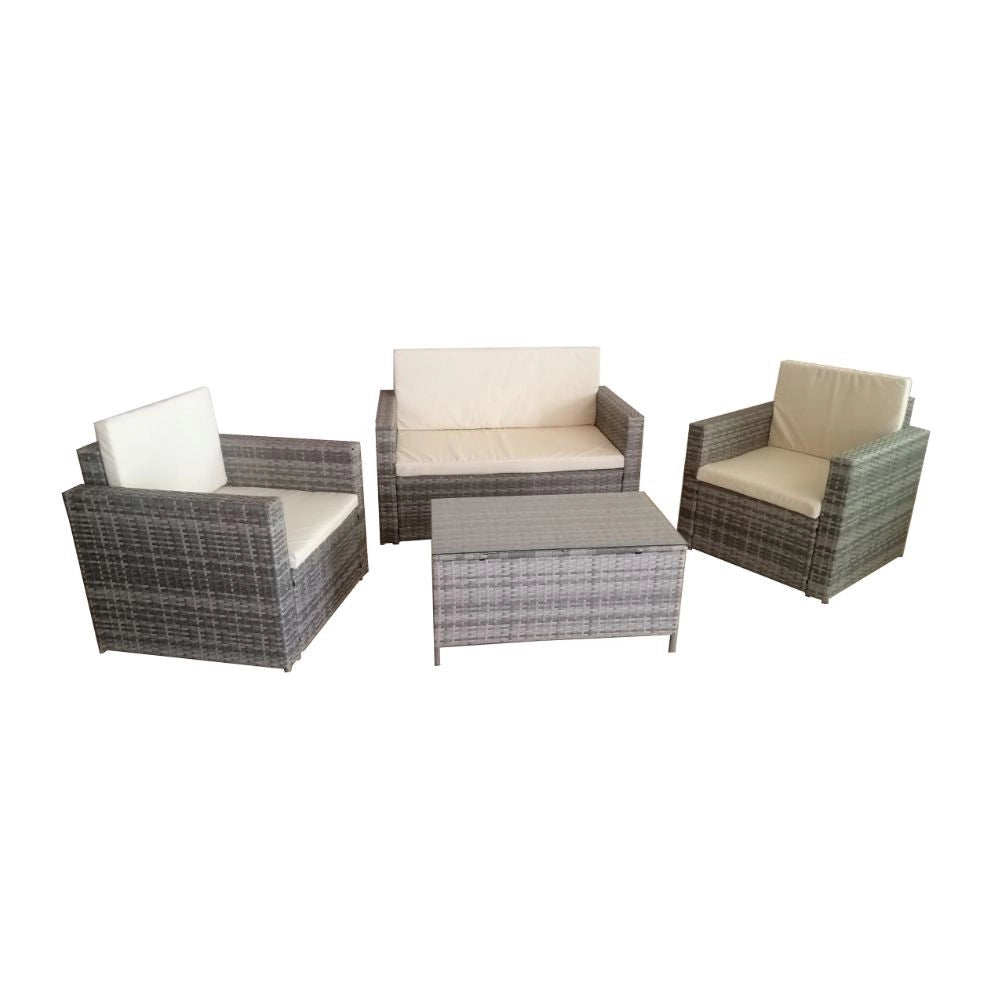 Salotto da giardino in rattan colore grigio WRS066G