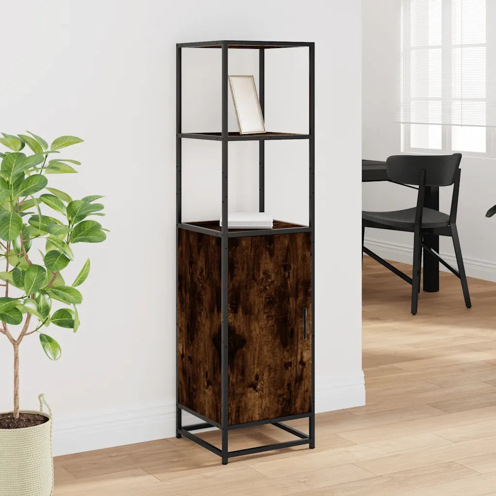 Credenza Rovere Fumo 35,5x35x139 cm Legno Multistrato Metallo 849046