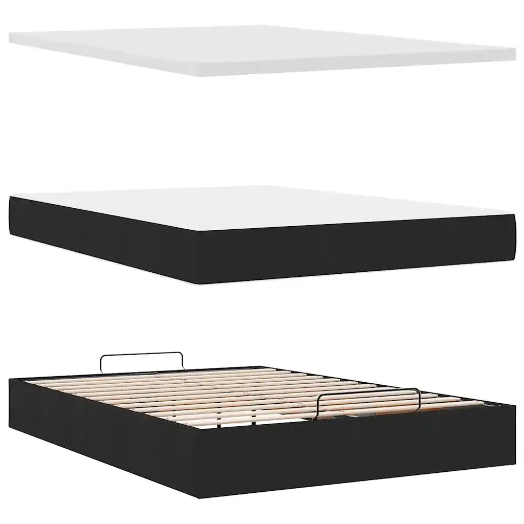 Pouf Letto con Materasso e LED Nero 140x190 cm 3312224