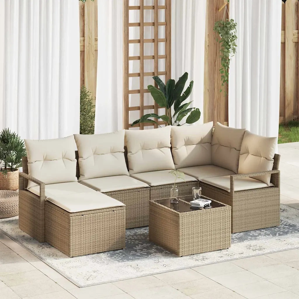 Set di divani 7 pcs Beige polyrattan