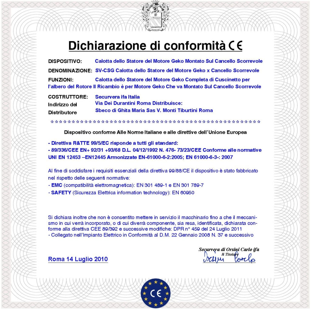 Tappo Statore Con Cuscinetto di Tenuta Per il Rotore Ricambio del Motore Geko 230 V Montato Sul Cancello Scorrevole Costruito in Fusione di Alluminio Con Invito e 3 Fori di Fissaggio Equidistanti