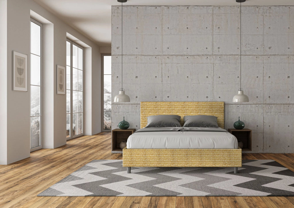 Letto Matrimoniale 160x210 cm con Rete e Contenitore Adele Aragona 3 Giallo