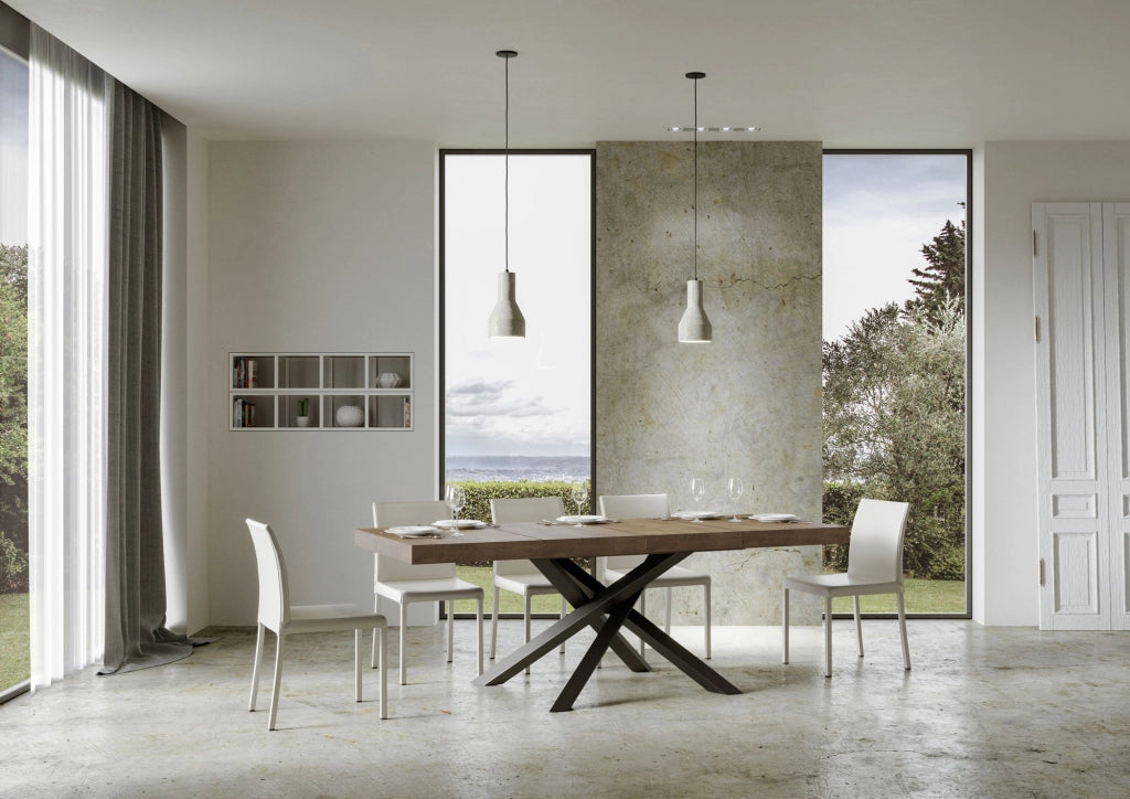 Tavolo allungabile 90x120/224 cm Volta Premium Noce telaio Antracite