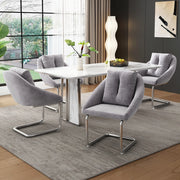Sedia da Pranzo Girevole Imbottita in Velluto, Set 4 Pezzi con Cuscino ¨C MINIMAL ¨C Grigio