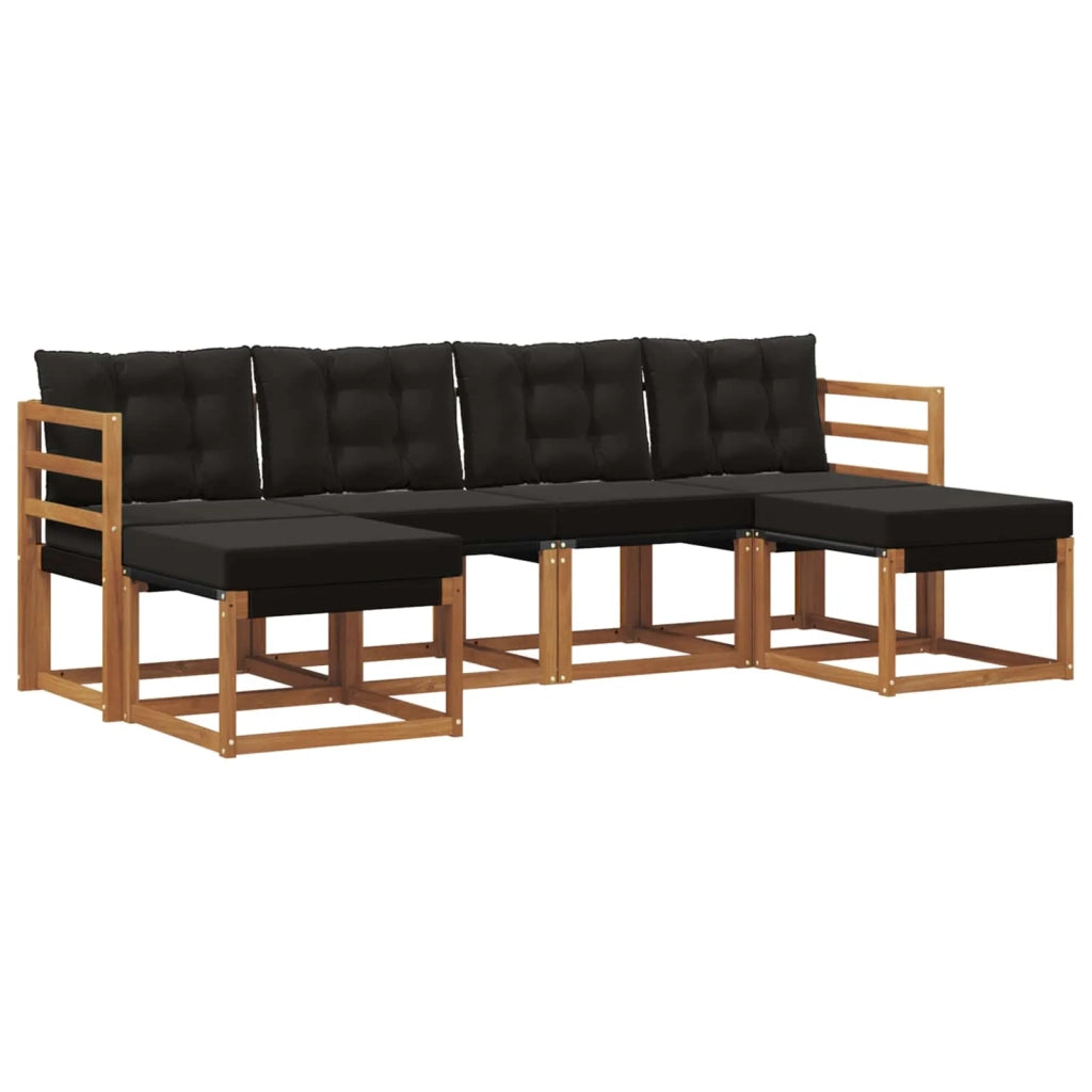Set di divani da esterno con cuscino 6 pcs Naturale e Nero 3368919