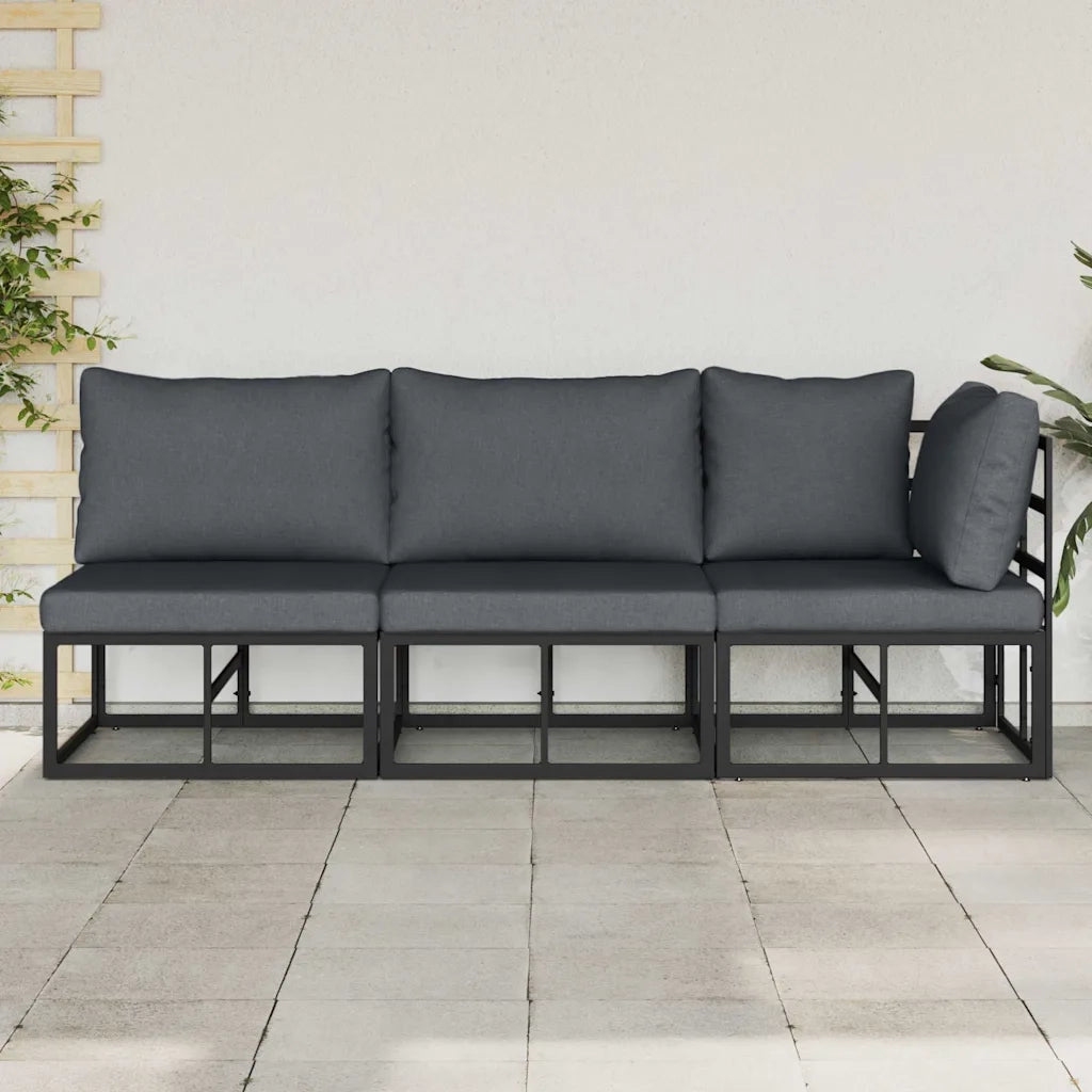 Mobili da Esterno con cuscino 3 Pezzo Nero e antracite Metallo 42008025