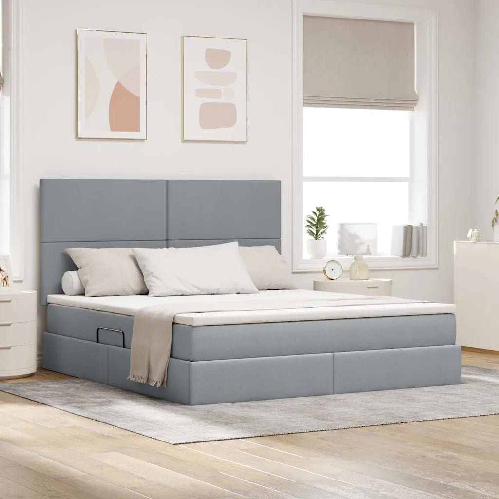 Letto con contenitore e LED con led Grigio chiaro 160 x 200 cm
