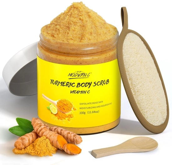 Scrub corpo esfoliante - Rimuove imperfezioni cutanee - Migliora le macchie scure - Cura della pelle - Con loofah - Pelle luminosa - Scrub corporeo esfoliante