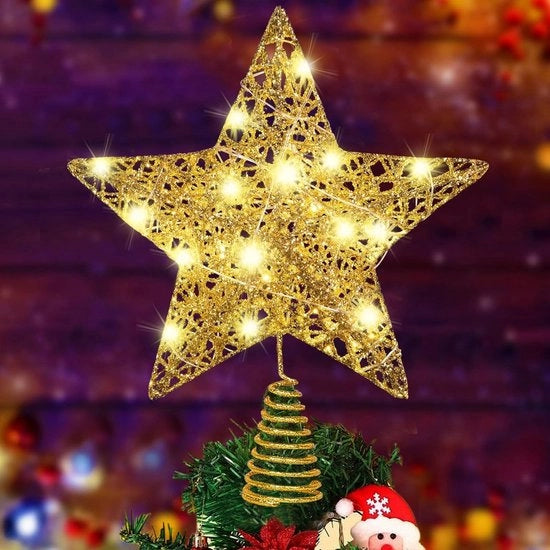 Albero di Natale LED con Stelle d'Oro Classico in Oro