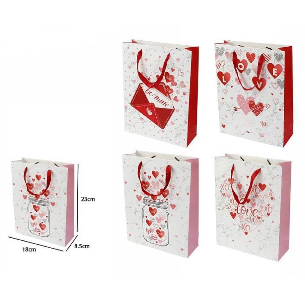 Trade Shop - Set 6 Buste Regalo Sacchetto San Valentino 18x23x8.5 Cm 71087 Fantasie Assortite -