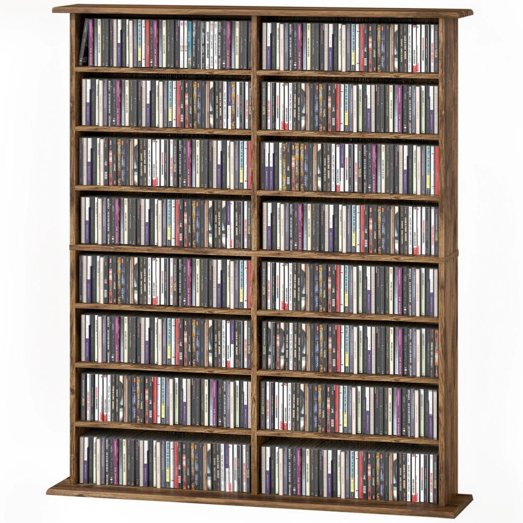 Mobile per CD e DVD con 16 cassetti e 12 ripiani regolabili ¨C zephmum ¨C marrone