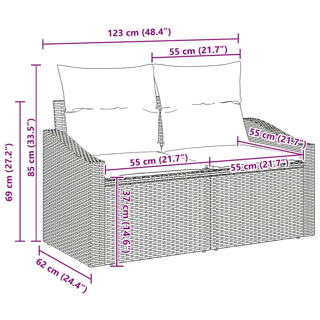Set di divani con cuscino con archiviazione Beige polyrattan 3359259