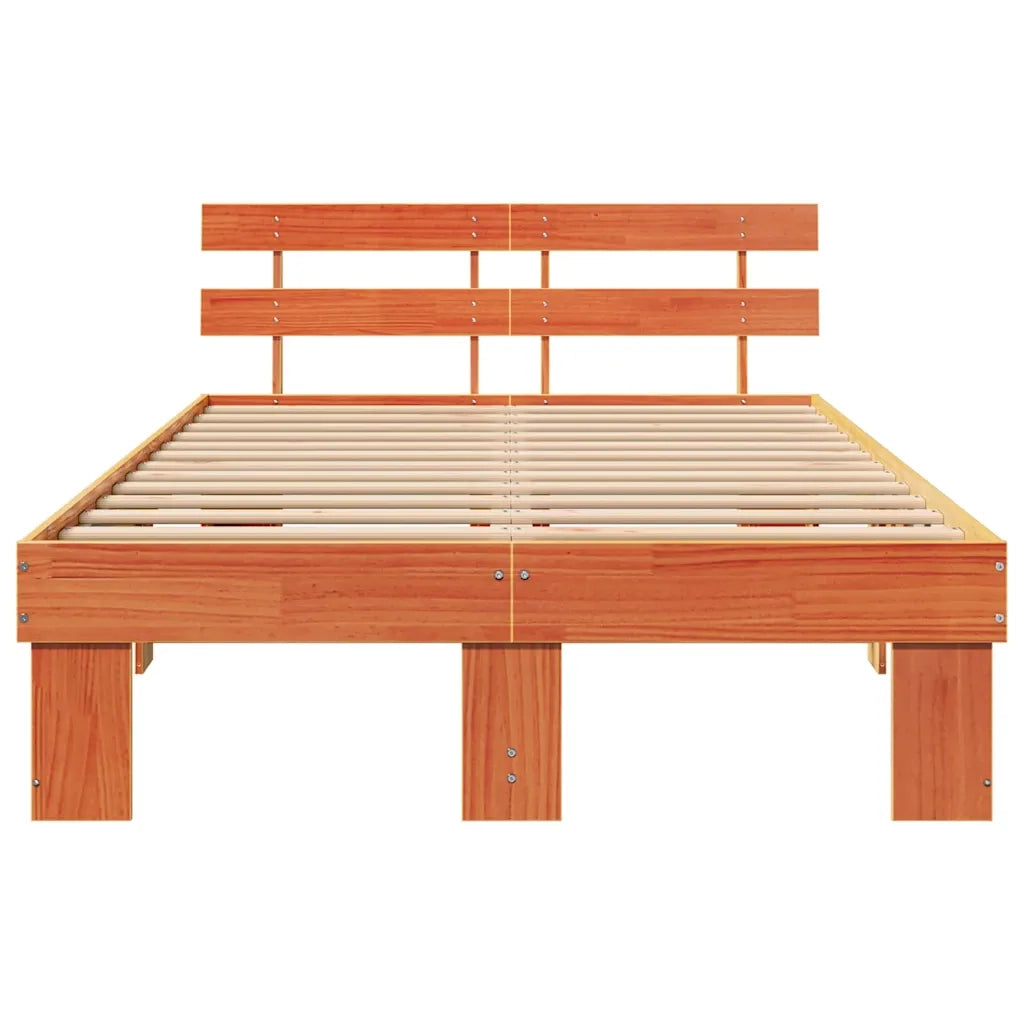 Struttura del letto Marrone cerato 140 x 190 cm Pino massello 872448