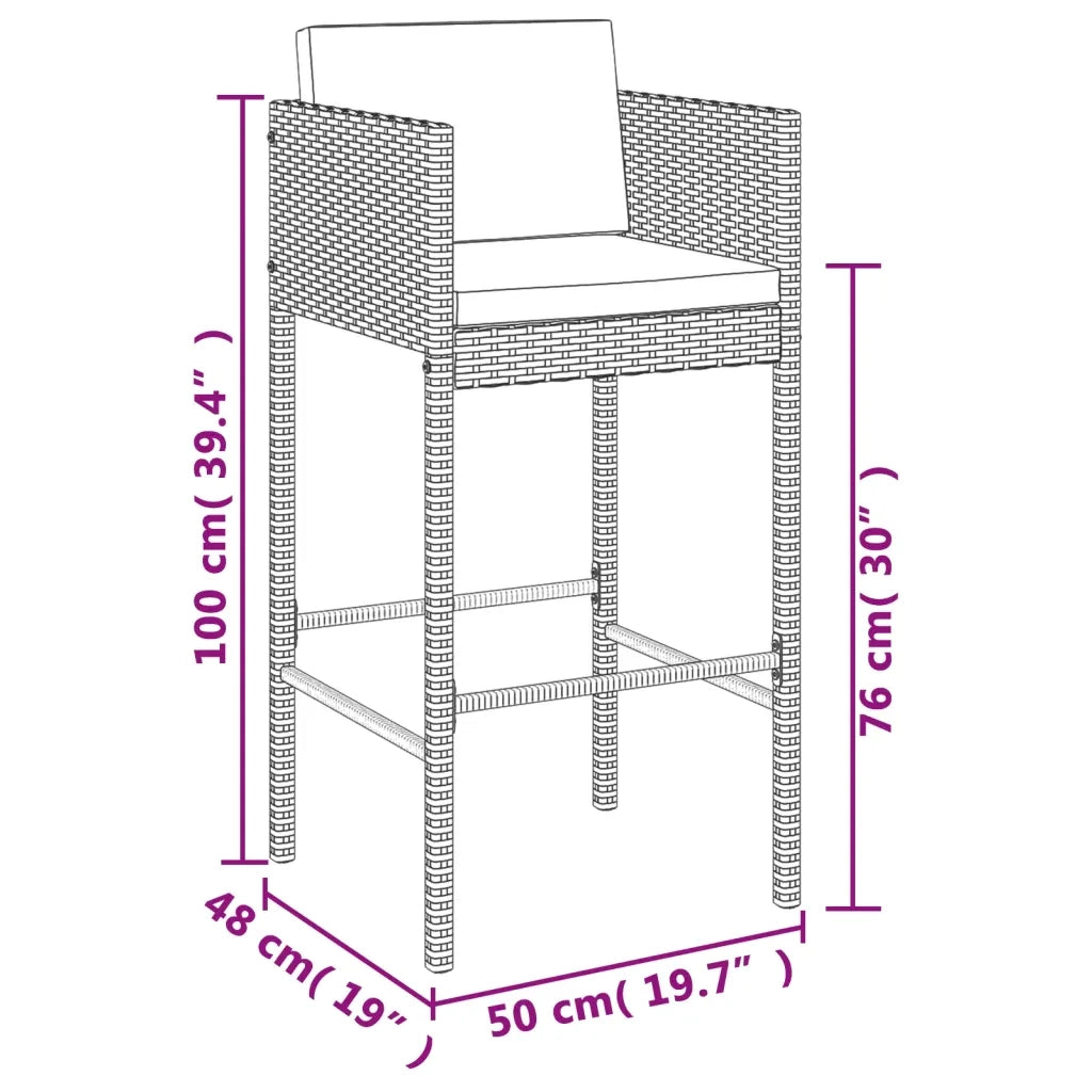 Set Bar da Giardino 5 pz con Cuscini in Polyrattan Grigio 3200668