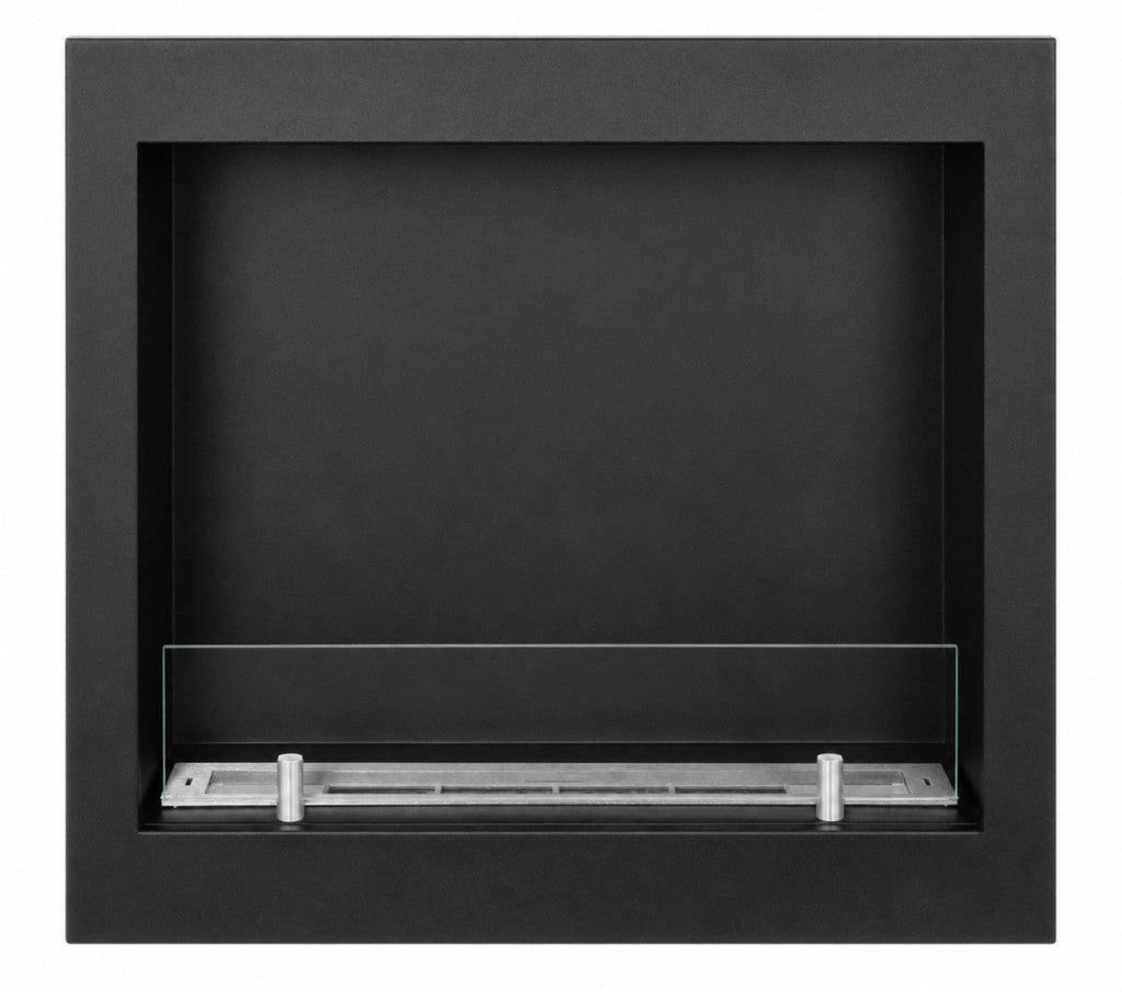 Camino a Bioetanolo da Incasso a Parete Frontale 60x15x55 cm Furore Struttura in Acciaio Nero