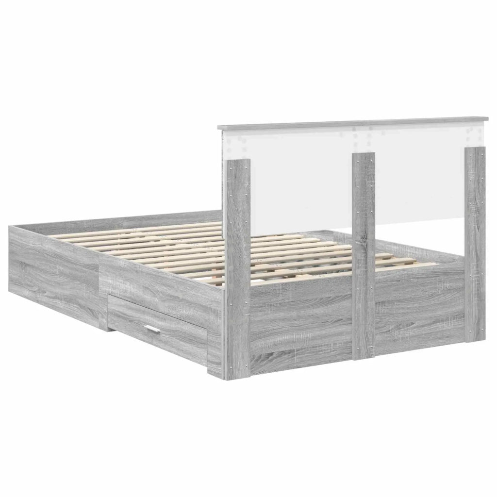 Letto matrimoniale | Letto per adulti | Struttura del letto con testiera Grigio Sonoma 120 x 190 cm
