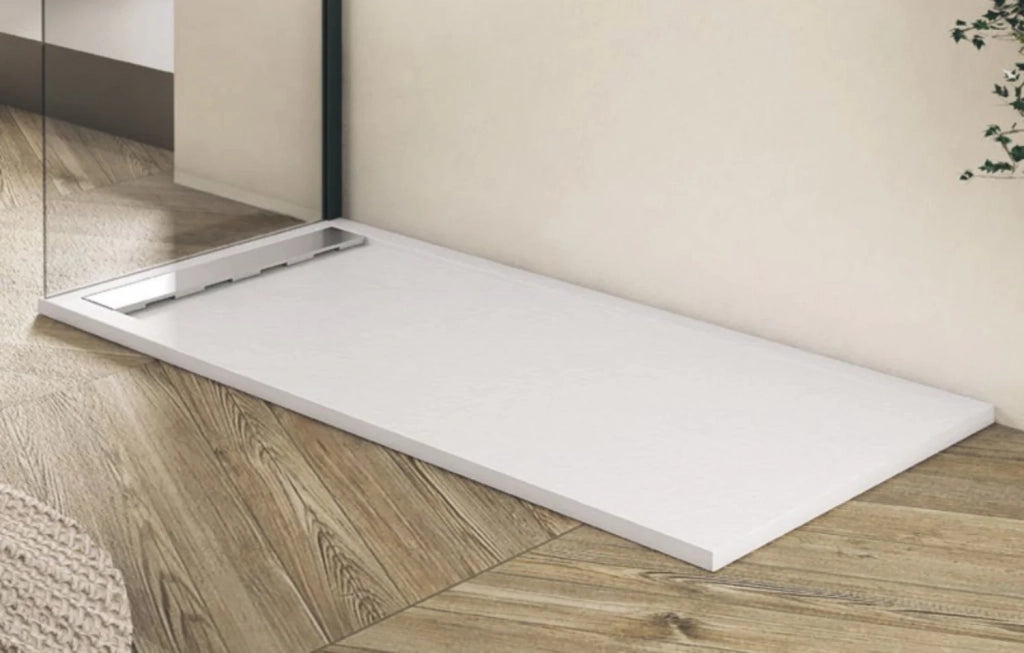 Piatto doccia Bidai con bordo 90X160 cm colore Grigio chiaro RAL 7035 griglia Grigio chiaro