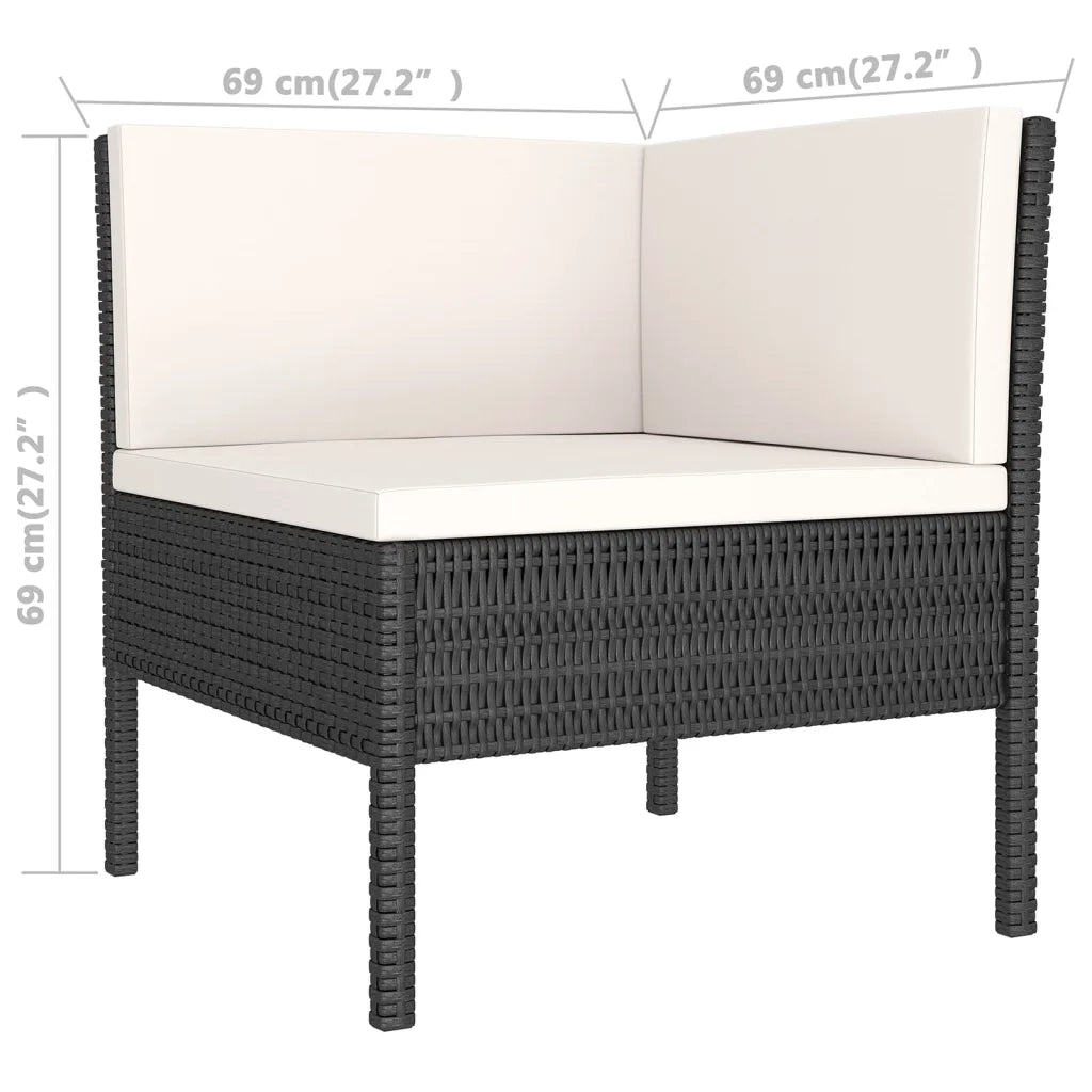 Set Divani da Giardino 9 pz con Cuscini in Polyrattan Nero 3094432