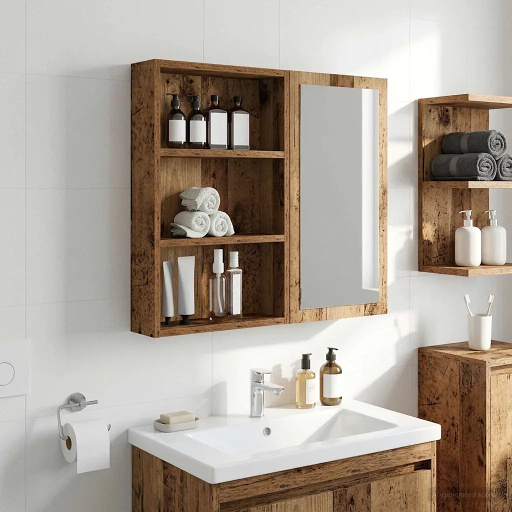 Armadio da Bagno | Mobile da Bagno a muro Legno vecchio 40 x 10 x 60,5 cm