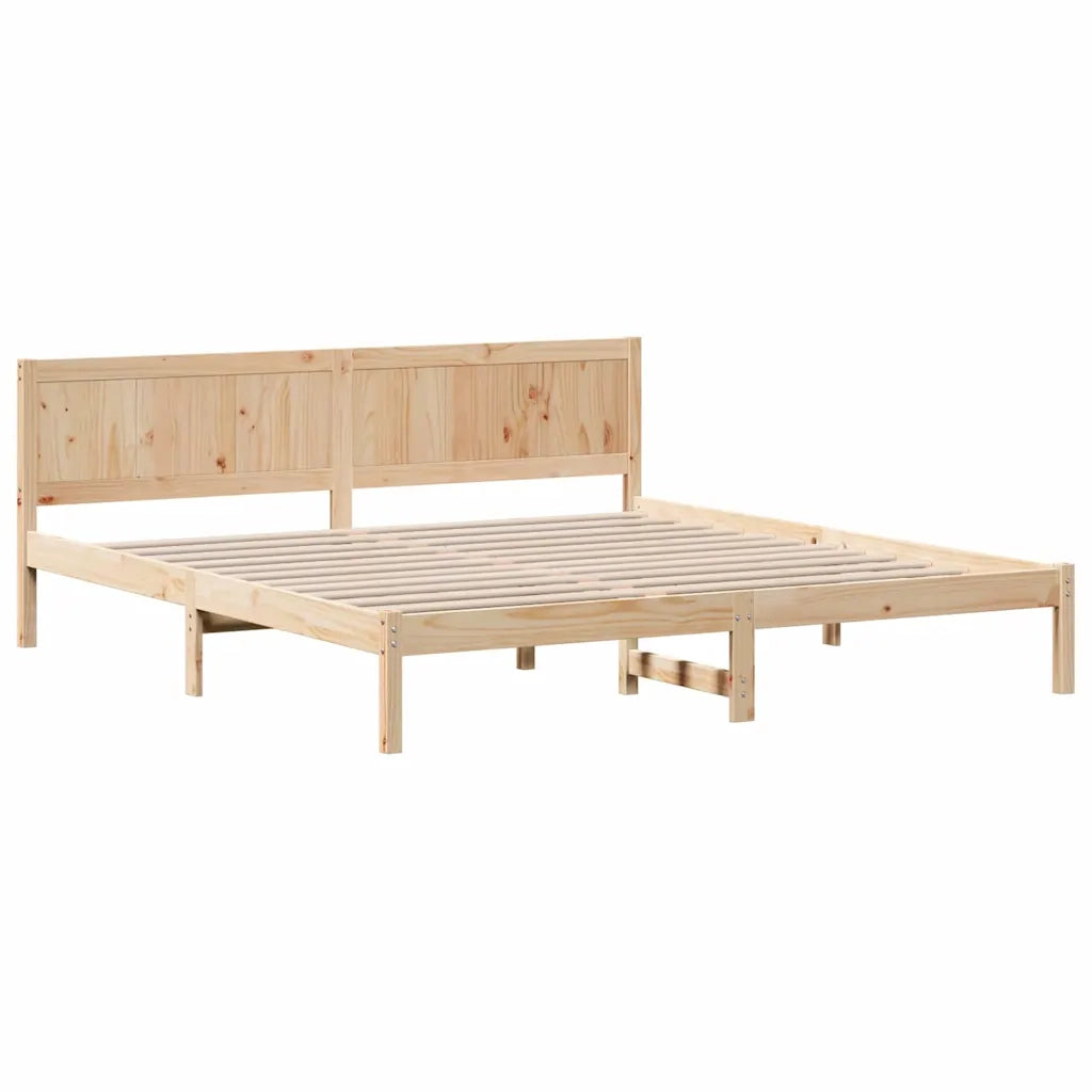 Struttura del letto Marrone 200 x 200 cm Legno massello di pino 872176