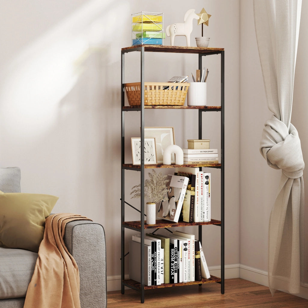Libreria 5 ripiani ¨C Xylo ¨C Metallo e melaminico marrone