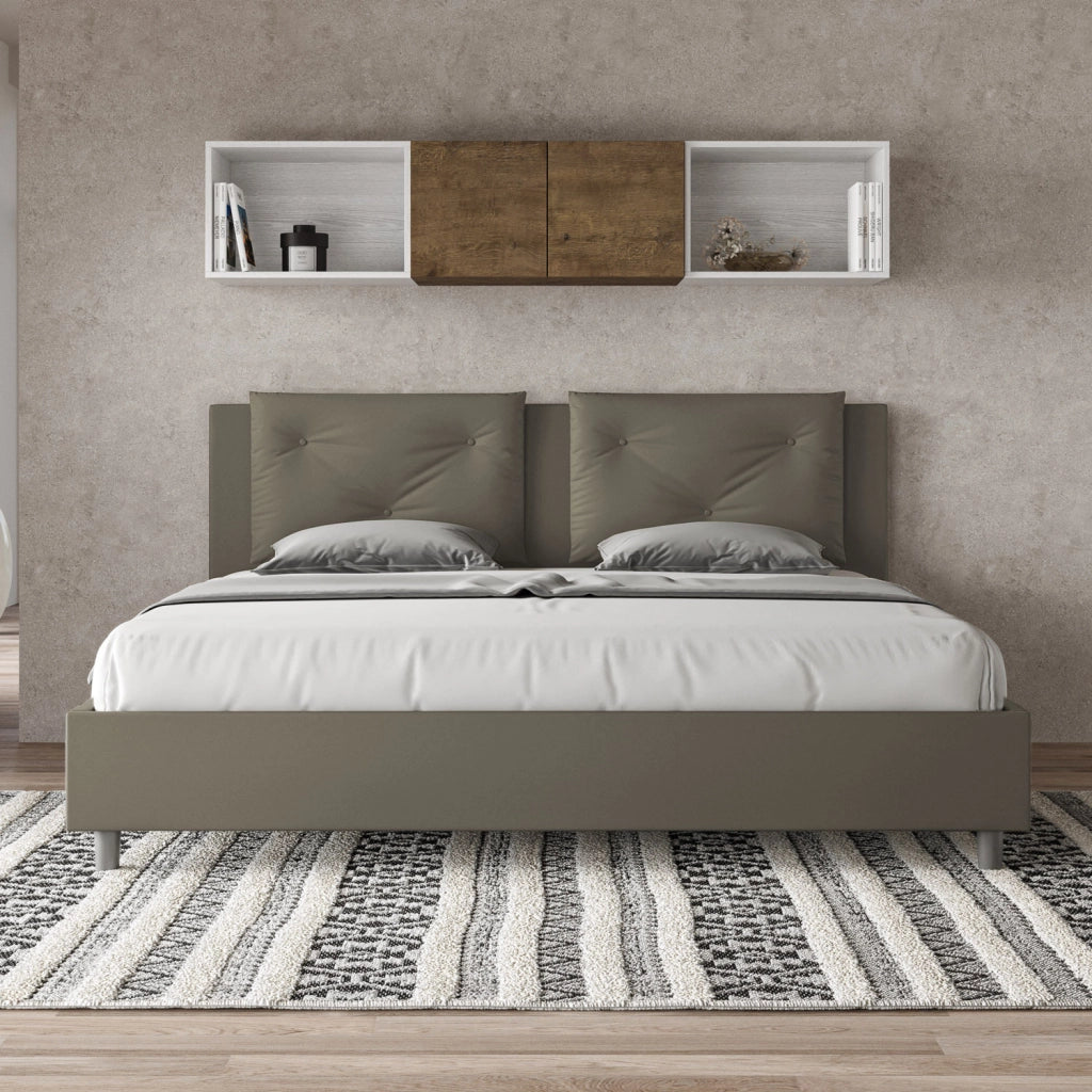 BS COM Letto contenitore imbottito 180x210 similpelle cappuccino