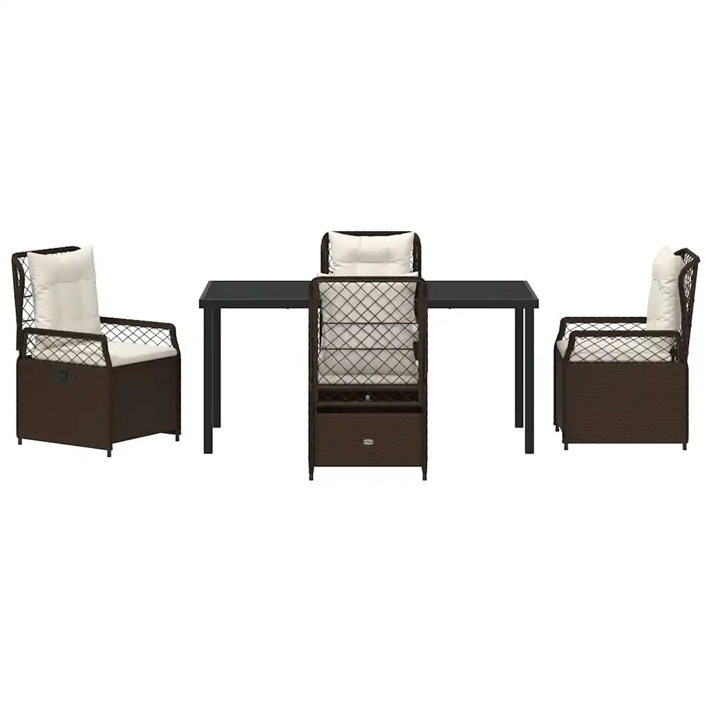 Set da Pranzo per Giardino 5 pcs Marrone polyrattan