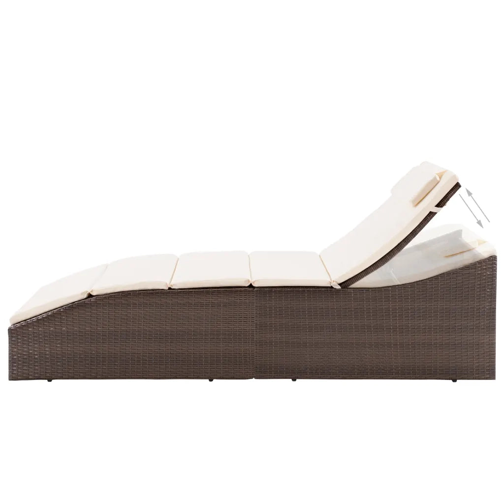 Lettino con Cuscino in Polyrattan Marrone 44135