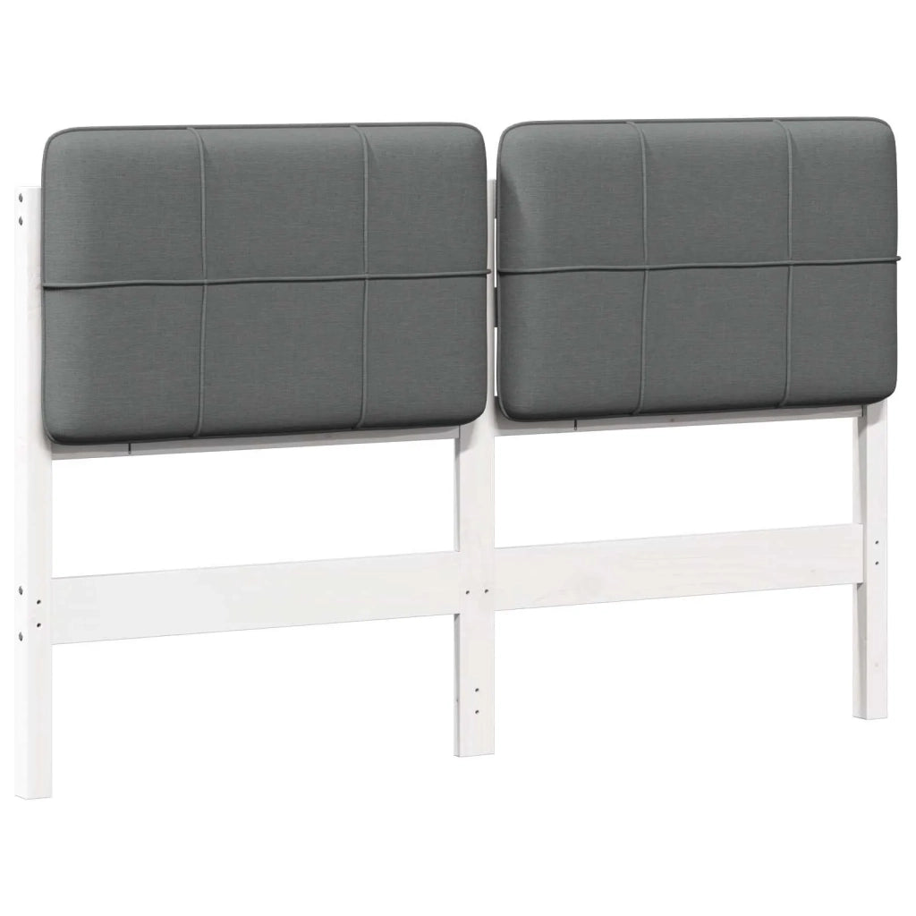 Testiera | Testata imbottita Bianco e grigio chiaro 135 cm Pino massello