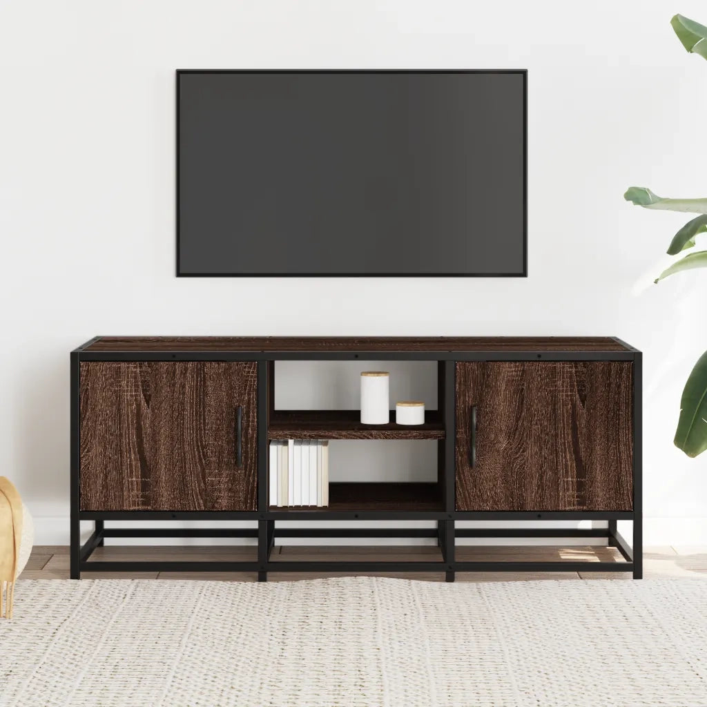 Mobile TV Rovere Marrone 100x35x41 cm Legno Multistrato Metallo 848838