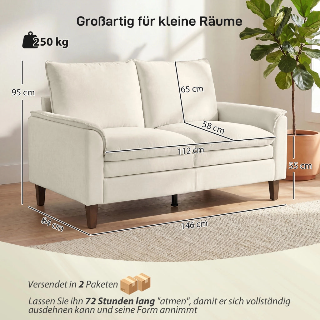 Divano 2 posti ¨C Minimal ¨C crema, tessuto chenille