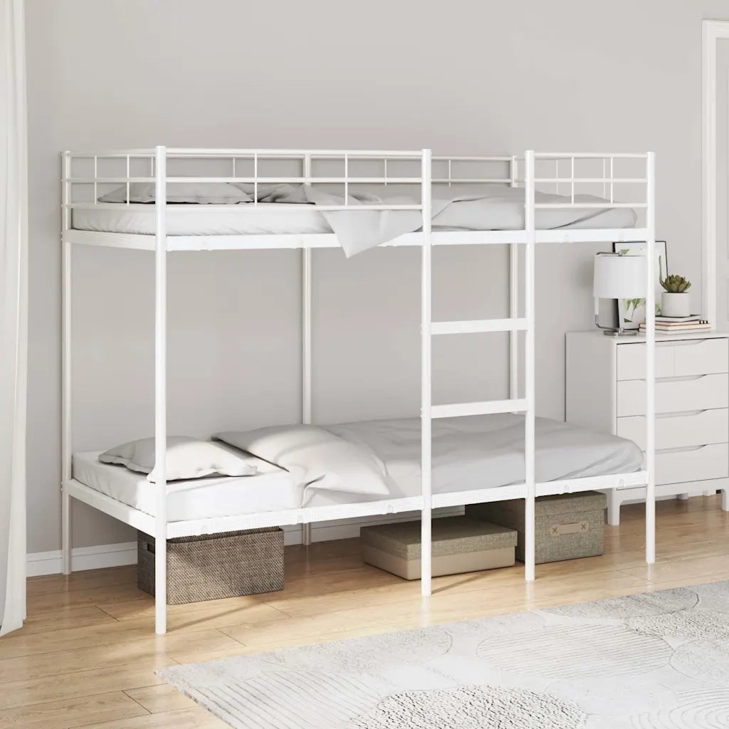 Letto a Castello senza Materasso Bianco 90x200 cm in Acciaio 42000329