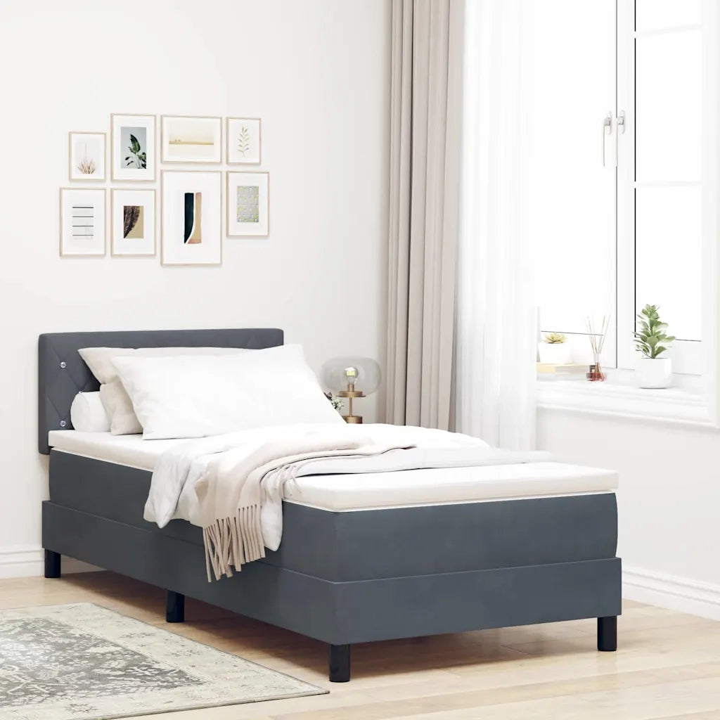 Letto a molle con materasso Grigio scuro 90 x 190 cm Velluto 3339075