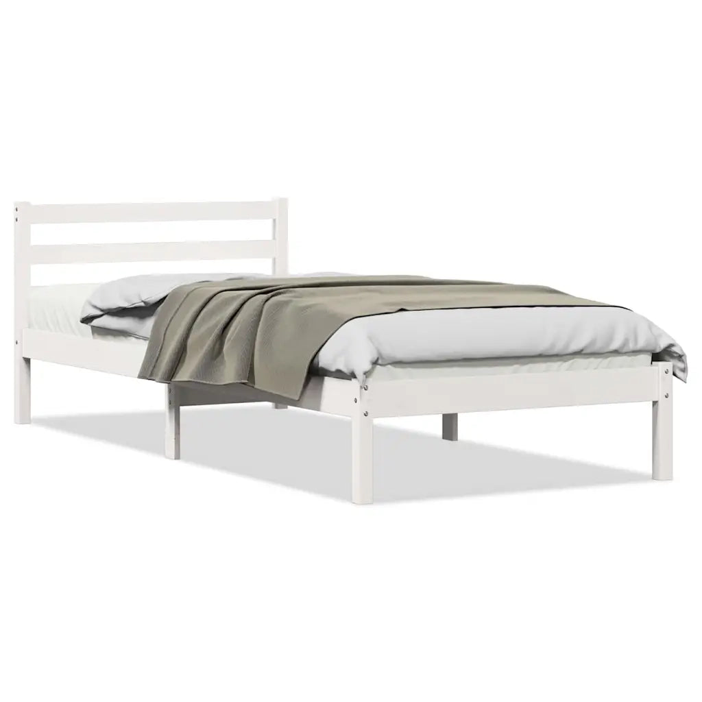 Letto singolo | Letto per adulti | Struttura del letto con testiera Bianco 225,5 x 95,5 x 69,5 cm