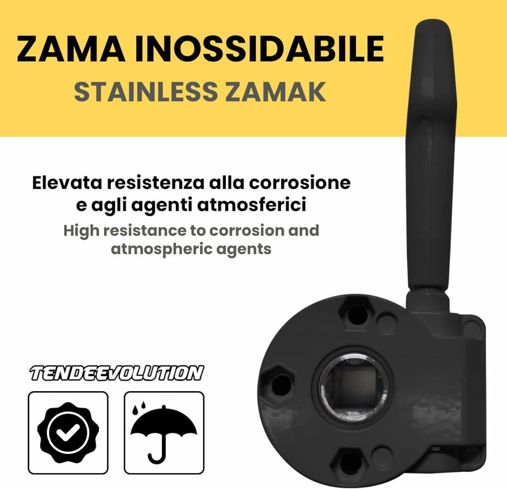 Arganello Tenda da Sole di Alta Qualità - Meccanismo Manuale per Esterni - Facile Installazione e Manutenzione (Nero)
