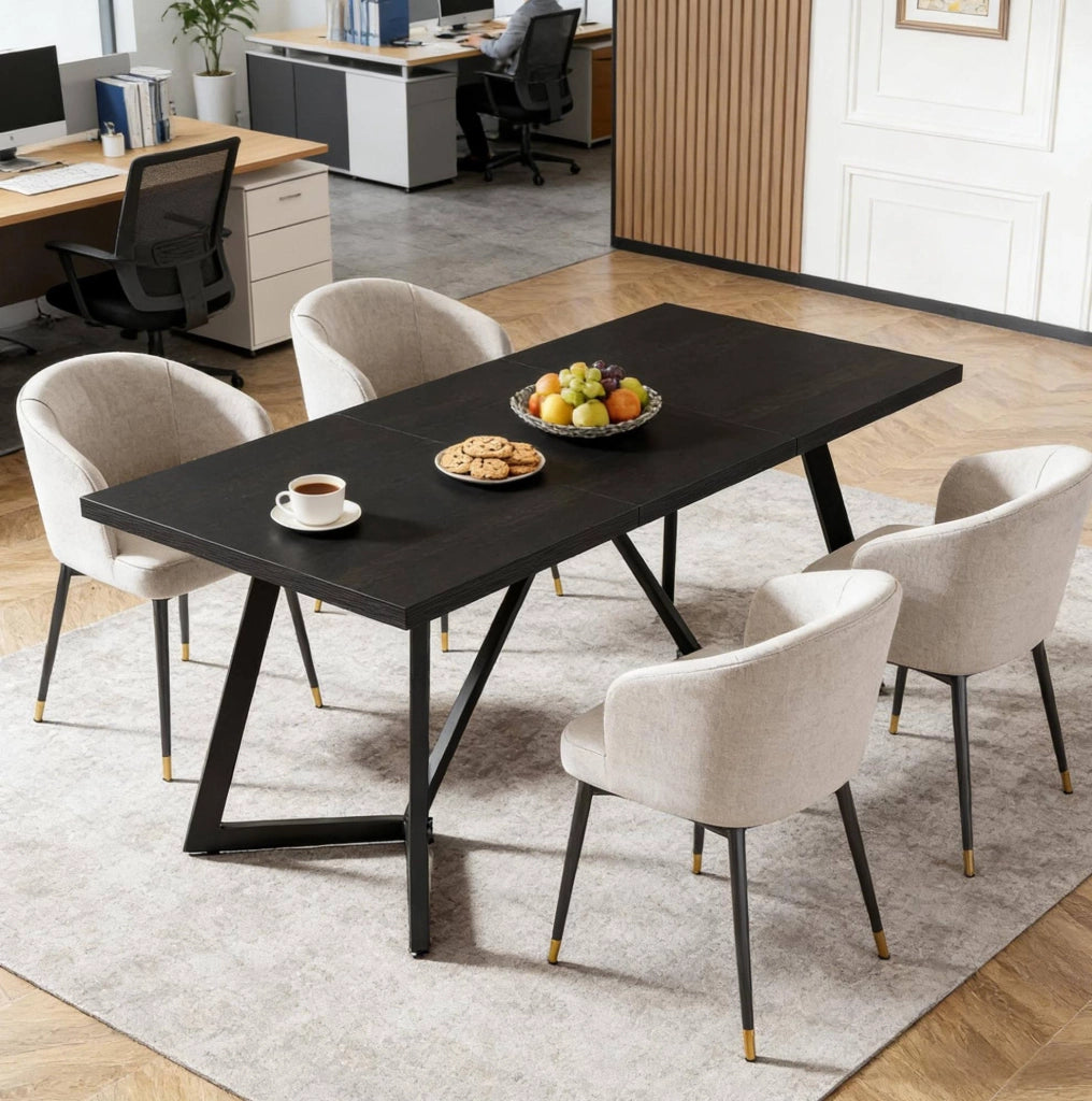Tavolo da pranzo rettangolare nero e marrone in MDF
