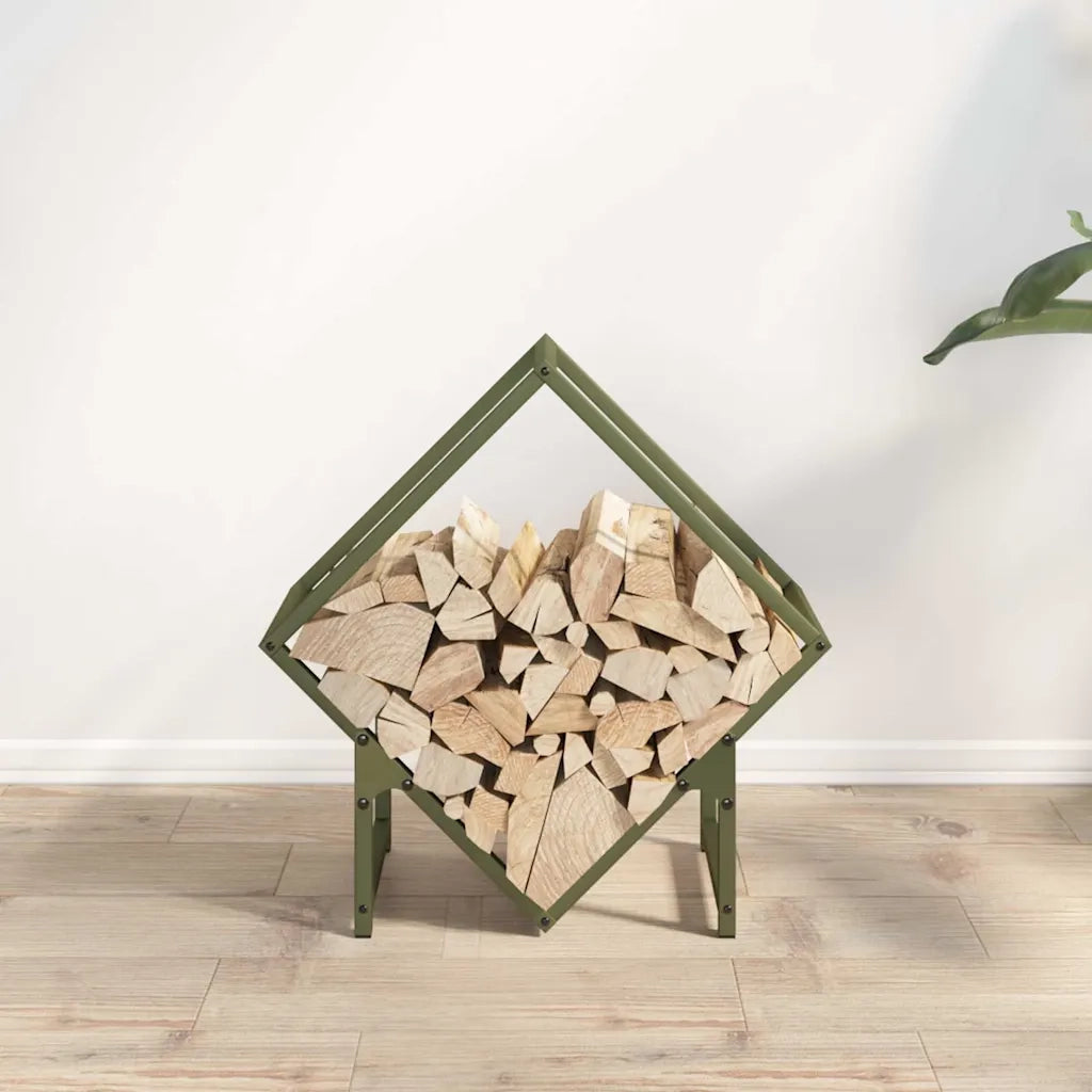 Rastrelliera per Legna da Ardere Verde Oliva 50x25x50 cm 864278