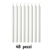 Trade Shop - Set 48 Pezzi Candele Bianche Lunghezza 19cm In Cera Non Profumate Per Candeliere -