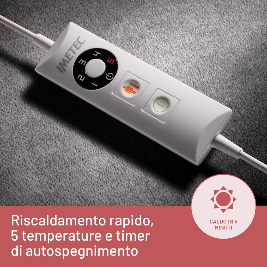 Imetec IntellisenseFeet Scaldapiedi, Tecnologia intellisense, Tessuto morbido, 5 temperature, Autospegnimento, Dispositivo sicurezza electro block, Rivestimento lavabile in lavatrice, 48x50 cm