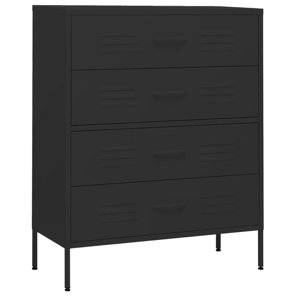 Cassettiera Nera 80x35x101,5 cm in Acciaio