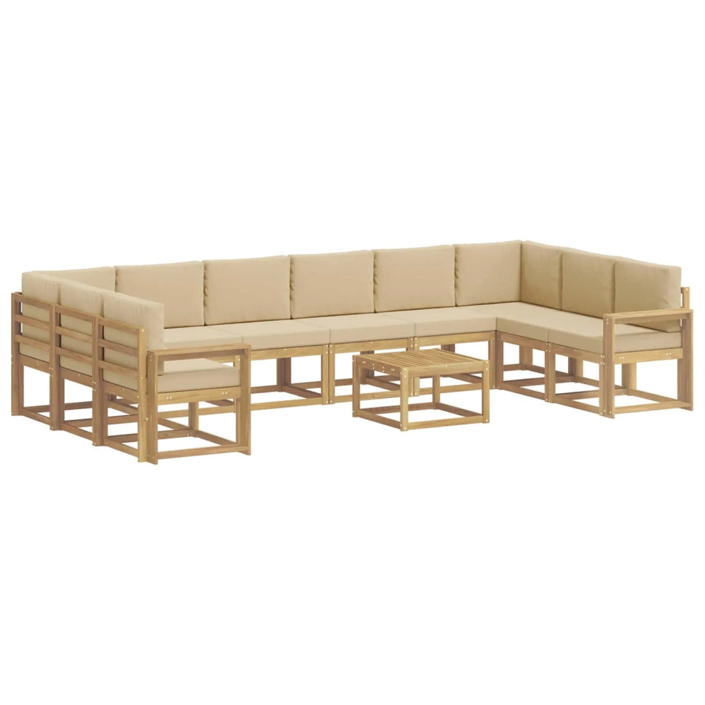 Set di divani da esterno con cuscino 11 pcs Bianco e Beige 3388332