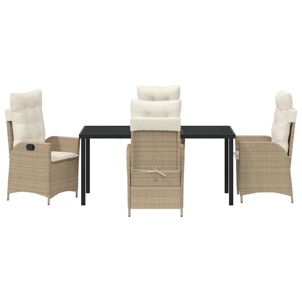 Set da Pranzo per Giardino con cuscino 5 pcs Beige polyrattan