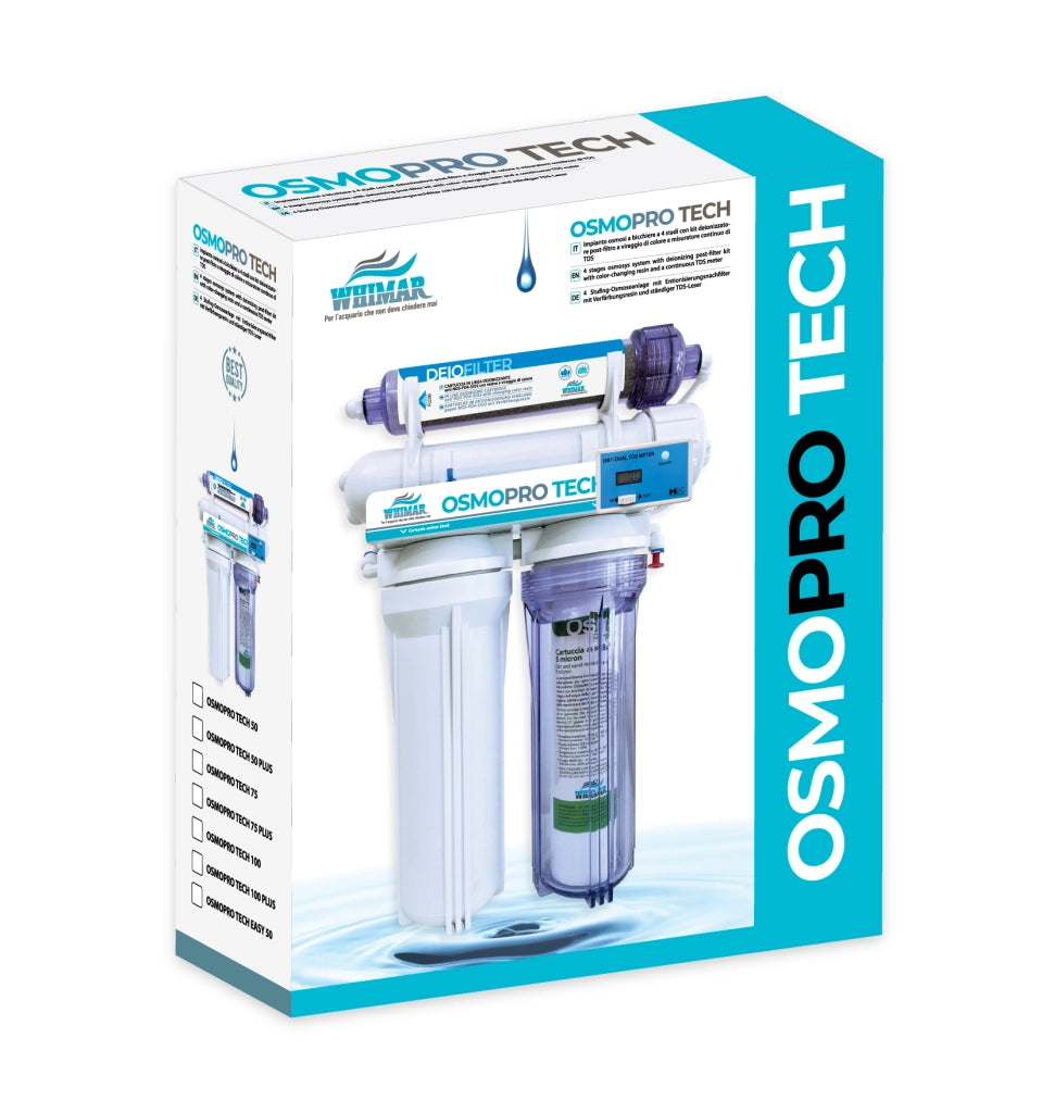 Whimar OsmoPro Tech 100GPD 380 L/g - Impianto 4 stadi con membranta Vontron, flush-valve, post-filtro deionizzane e TDS