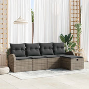 Set Divano da Giardino con cuscino 5 pcs Grigio Poly Rattan 3360390
