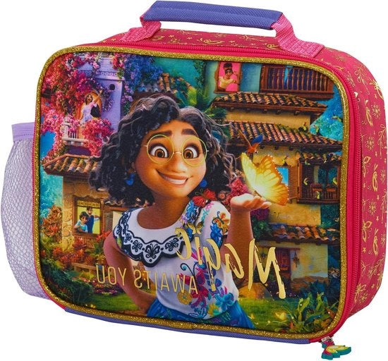 Lunchbox isolata per ragazze con contenitore per bottiglie.