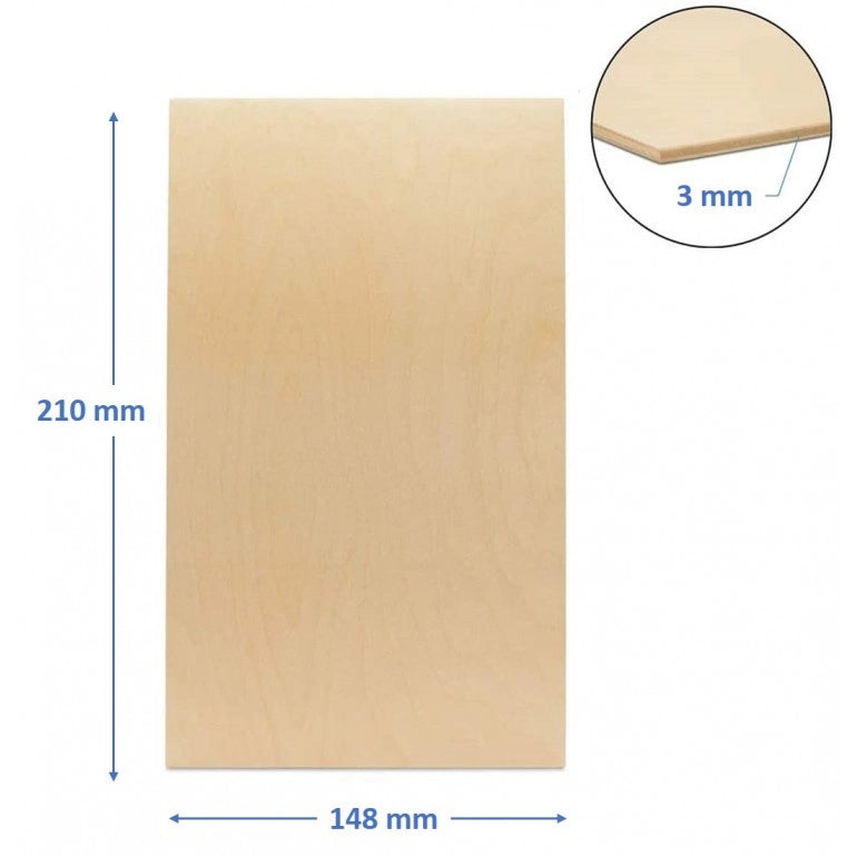 10 fogli pannello compensato 3 mm betulla baltica A5 - 148 x 210 mm