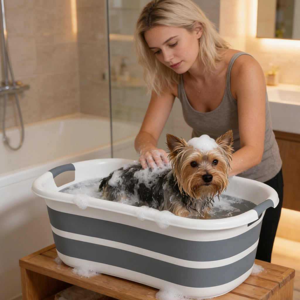 Vasca da Bagno per Cani ¨C Minimal ¨C Grigia, Pieghevole, Portatile